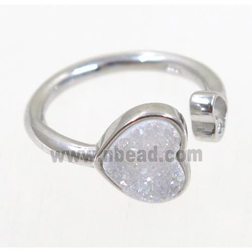 druzy agate ring, copper, platinum plated
