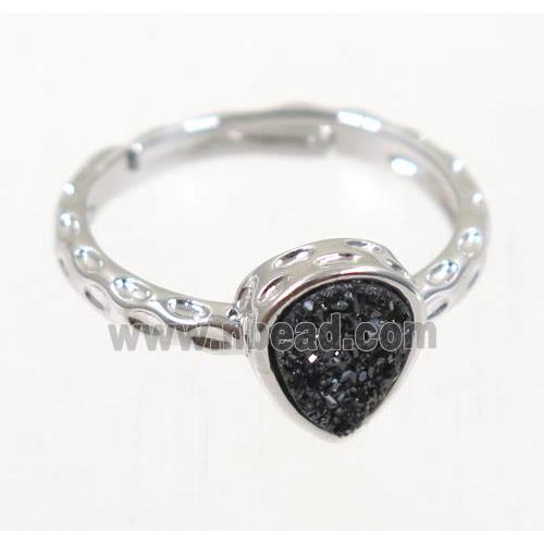 druzy agate ring, copper, platinum plated