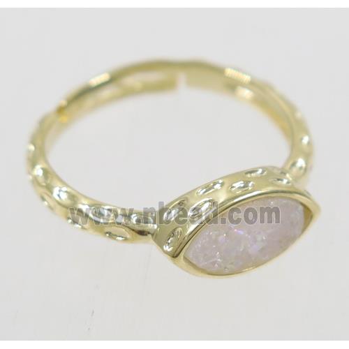 druzy agate ring, copper, gold plated