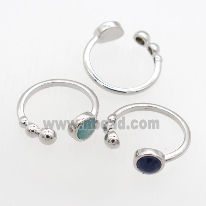 mix gemstone Rings, copper, platinum plated