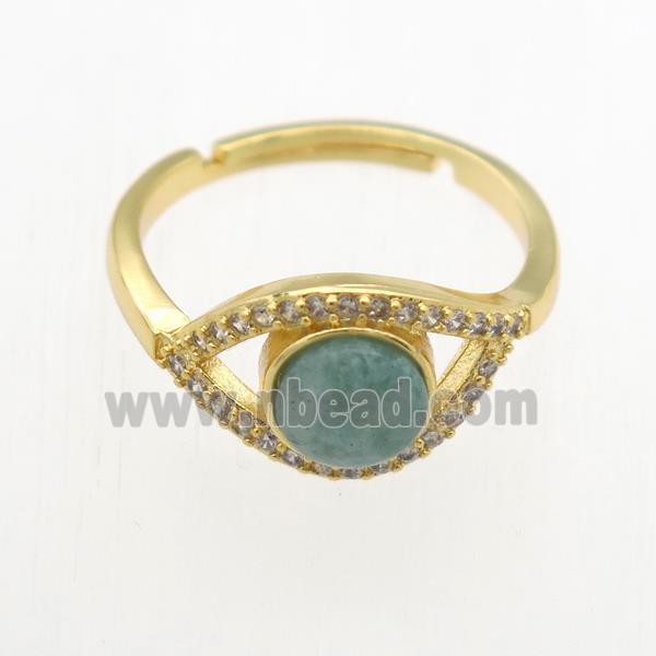 green Amazonite Rings, copper, gold plated