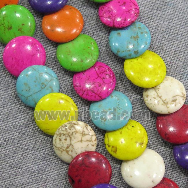 synthetic Turquoise circle beads, mix color