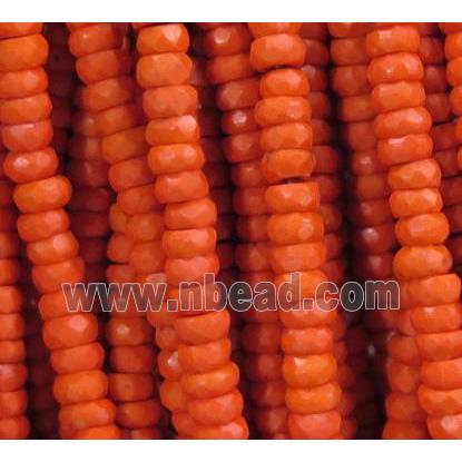 orange synthetic Turquoise beads, faceted rondelle