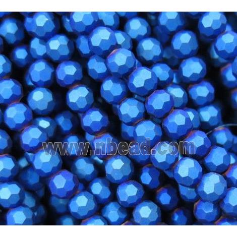 matte chinese crystal glass bead, faceted round