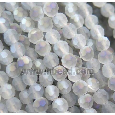 matte chinese crystal glass bead, faceted round