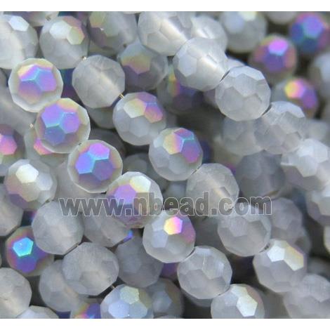 matte chinese crystal glass bead, faceted round