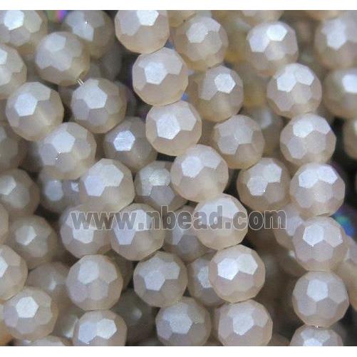 matte chinese crystal glass bead, faceted round