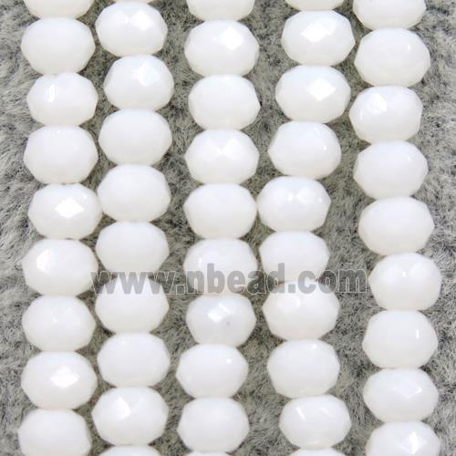 white chinese crystal glass beads, faceted rondelle