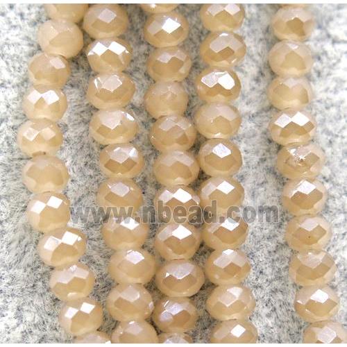 champagne chinese crystal glass beads, faceted rondelle, AB-color electroplated