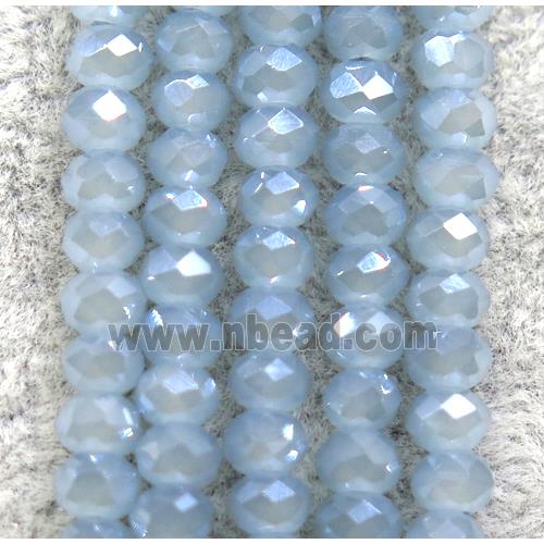 blue chinese crystal glass beads, faceted rondelle, AB-color electroplated