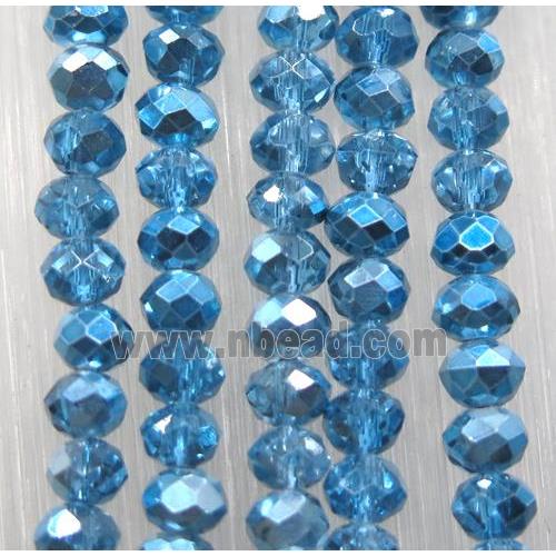 chinese crystal glass bead, faceted rondelle, blue