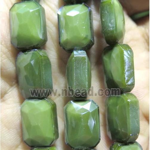 Chinese crystal glass bead, faceted rectangle