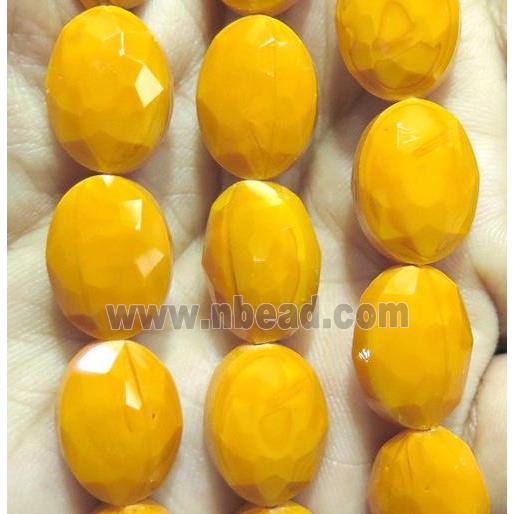 Chinese crystal glass bead, faceted oval