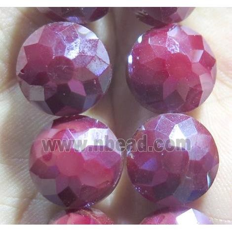 Chinese crystal glass bead, faceted flat round
