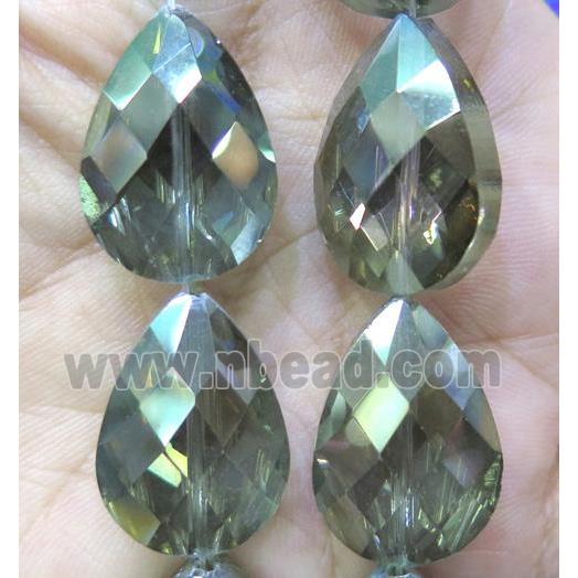 Chinese crystal glass bead, faceted teardrop