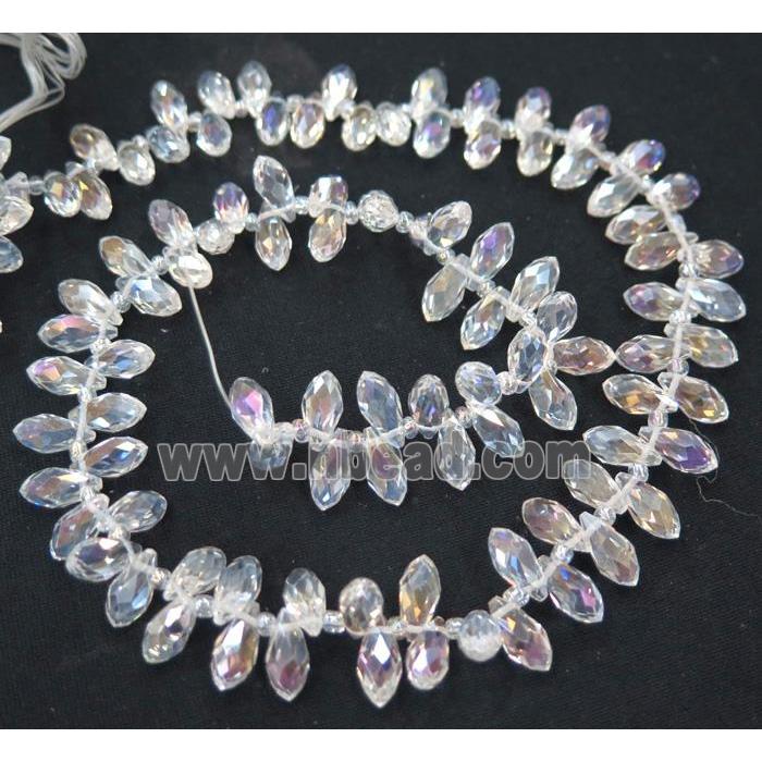 Chinese crystal glass bead, teardrop, clear AB color
