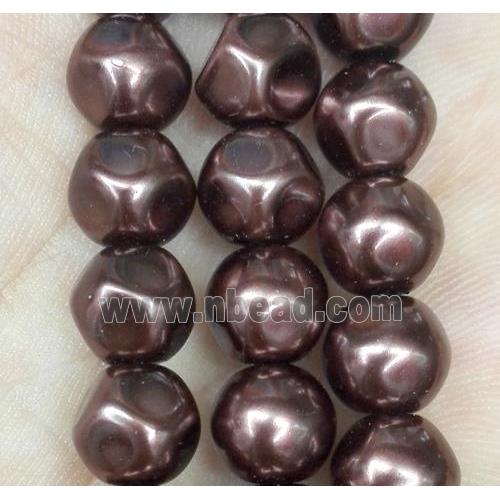 glass pearl bead, faceted round, coffee