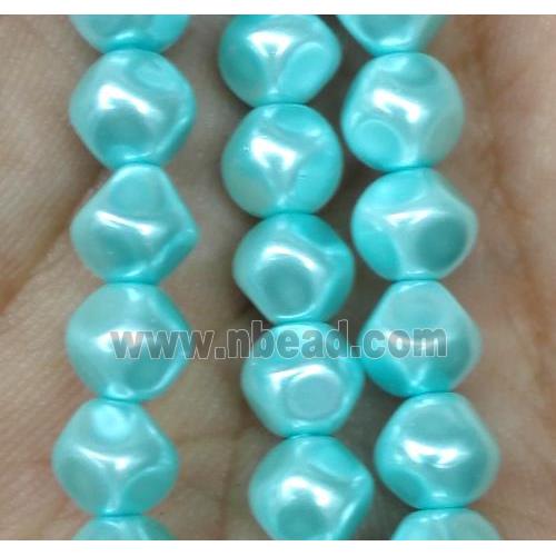 glass pearl bead, faceted round