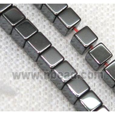 hematite beads, cube, black
