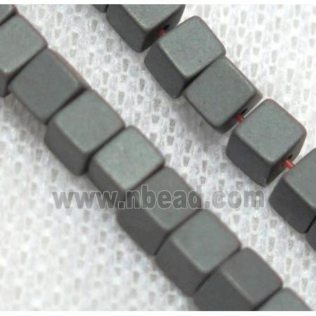 black matte hematite beads, cube