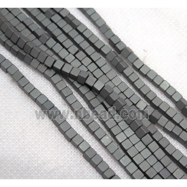 black matte hematite beads, cube
