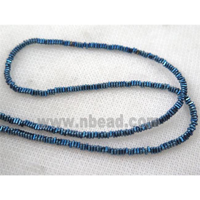 hematite beads, triangle, green electroplated