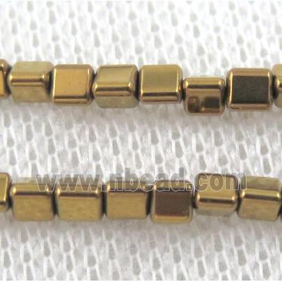 hematite beads, triangle, gold plated