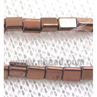 hematite beads, triangle, red copper