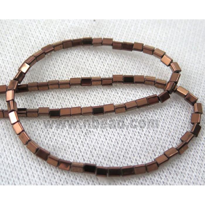 hematite beads, triangle, red copper