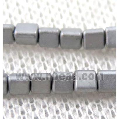 matte hematite beads, triangle, platinum plated