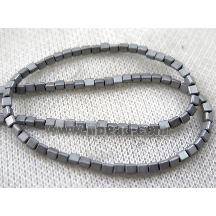 matte hematite beads, triangle, platinum plated
