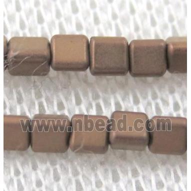 matte hematite beads, triangle, red copper
