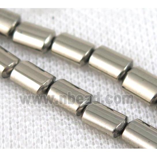 hematite beads, flat barrel, pyrite color