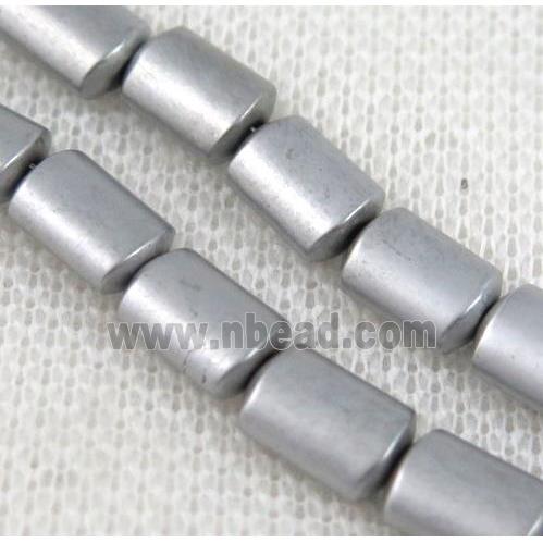 matte hematite beads, platinum plated
