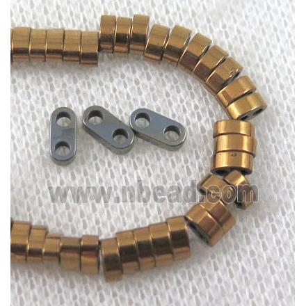 hematite beads, gold plated
