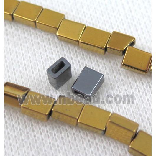 hematite beads, gold plated