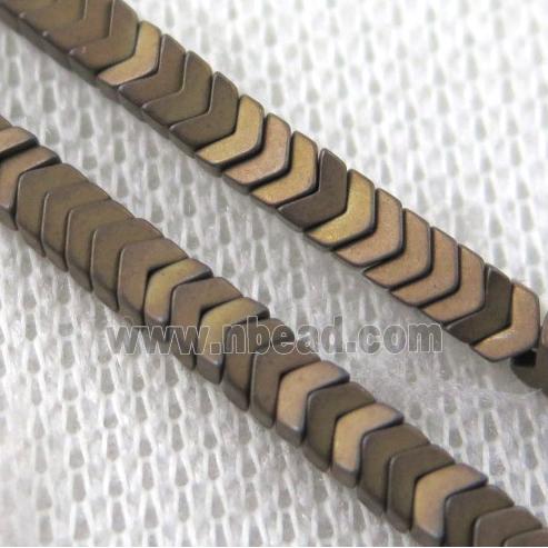 matte hematite beads, gold plated