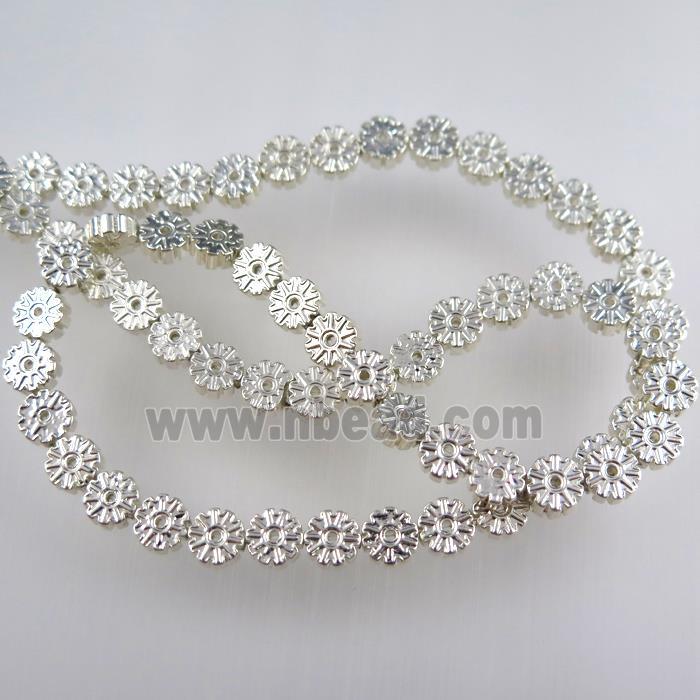 Plum blossom Hematite beads, silver plated