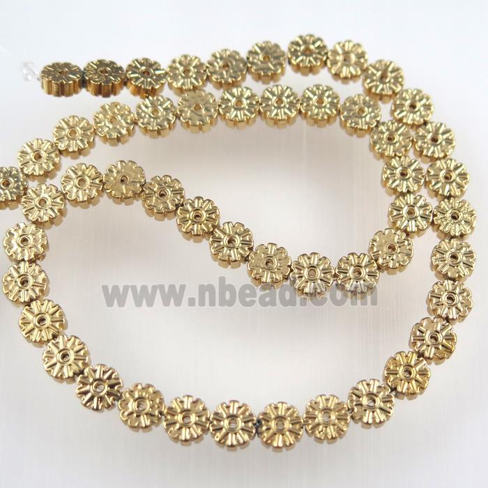 lt.golden Plum blossom Hematite beads,