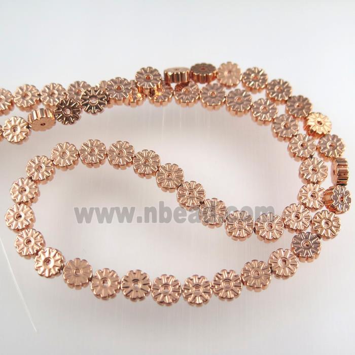 rose gold Plum blossom Hematite beads