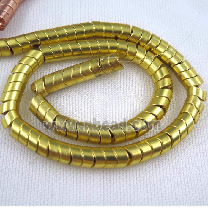 Hematite beads, gold plated