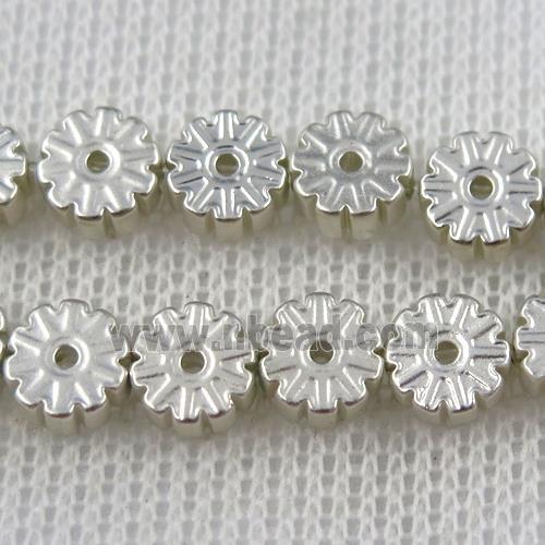 Plum blossom Hematite beads, silver plated