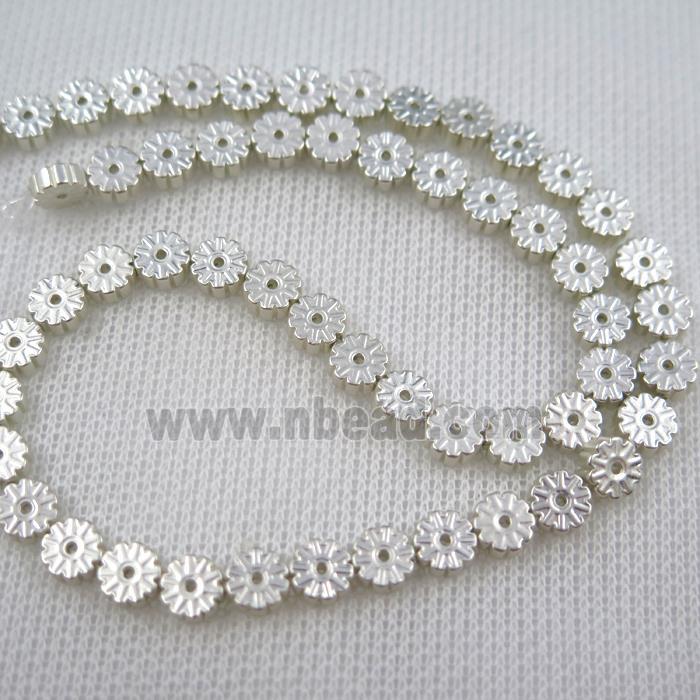 Plum blossom Hematite beads, silver plated