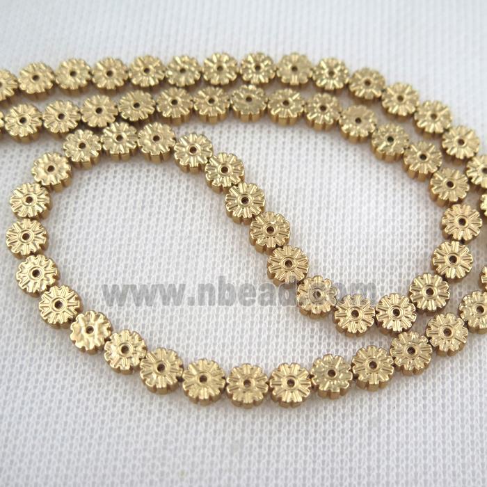 Plum blossom Hematite beads, lt.golden