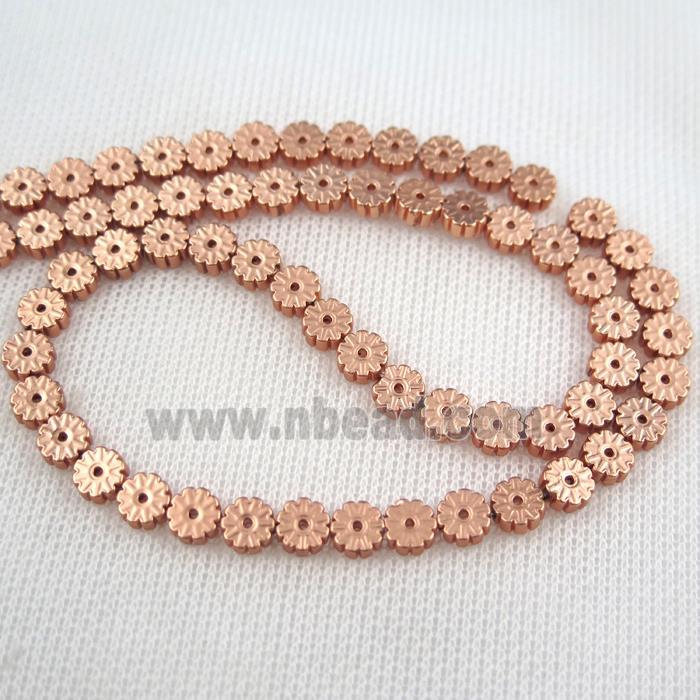 Plum blossom Hematite beads, rose gold