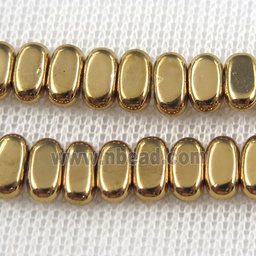 Hematite beads, oval, lt.golden