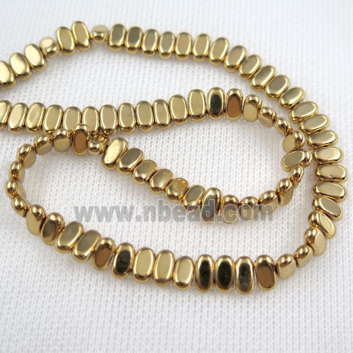 Hematite beads, oval, lt.golden