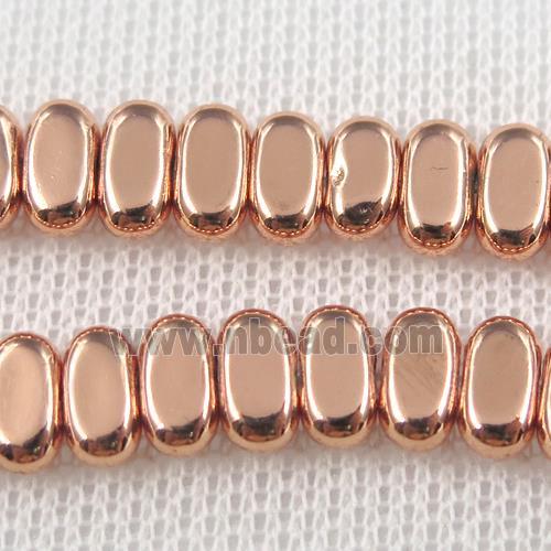 Hematite beads, oval, rose gold