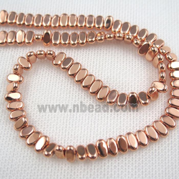 Hematite beads, oval, rose gold