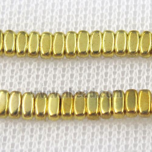 Hematite beads, oval, gold plated